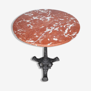 Table bistrot epoque art nouveau 1900 fonte et marbre