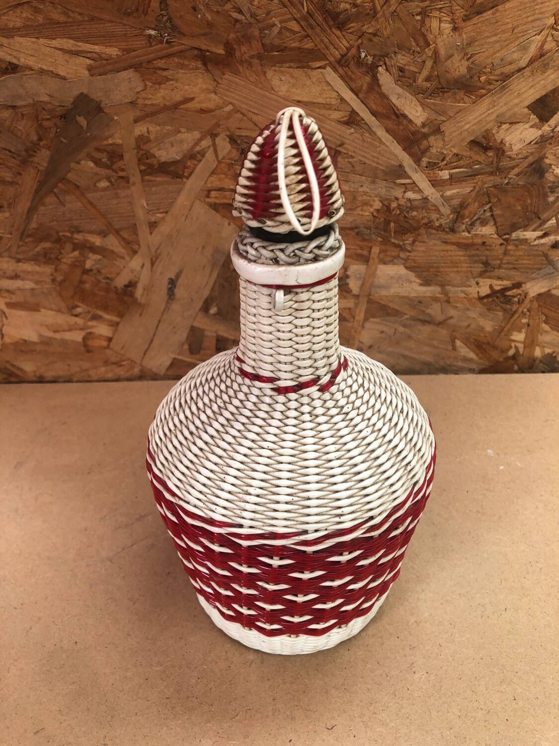 Old Lady Jeanne Glass Bottle + Vintage Braided Scoubidou #A967