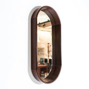 Large vintage modernist oval wall mirror from the mid-century, Italy 1960s.