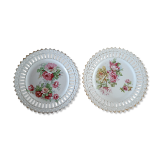 2 openwork porcelain plates