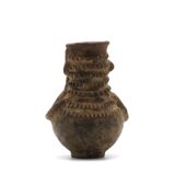 Mangbetu pottery container with hermaphrodite ancestor