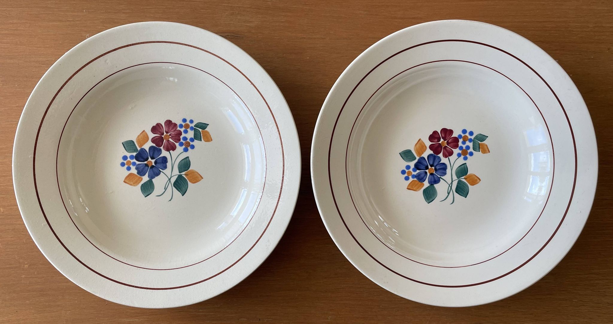 6 antique deep plates in earthenware from Saint-Amand (Nord)