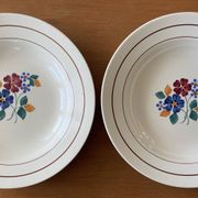 6 antique deep plates in earthenware from Saint-Amand (Nord)