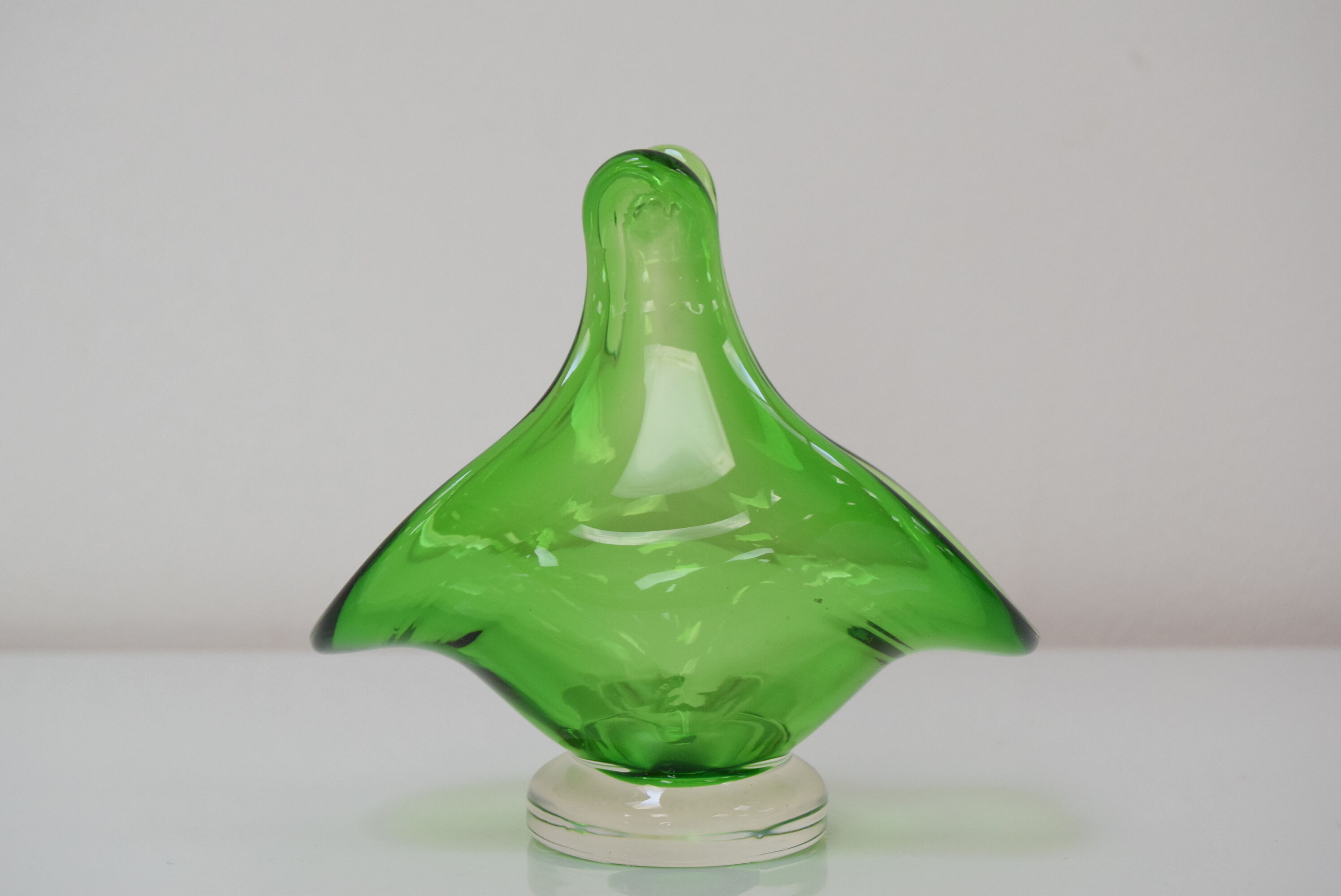 Art Glass Basket by Josef Hospodka for  Chribska Glassworks,1960's.