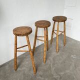 Set of three high tripod farmhouse stools