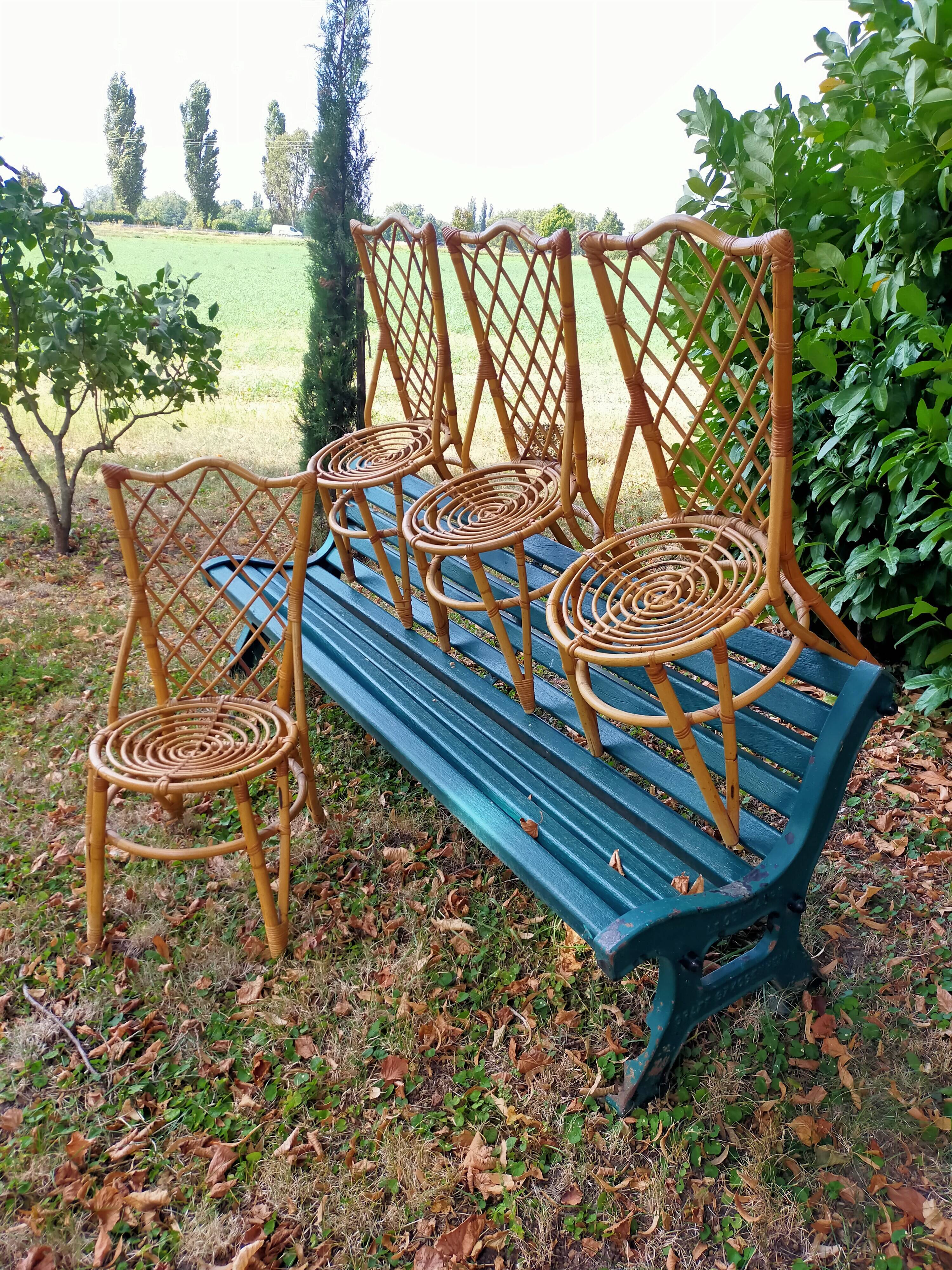 Suite of 4 chairs in rattan Louis Sognot