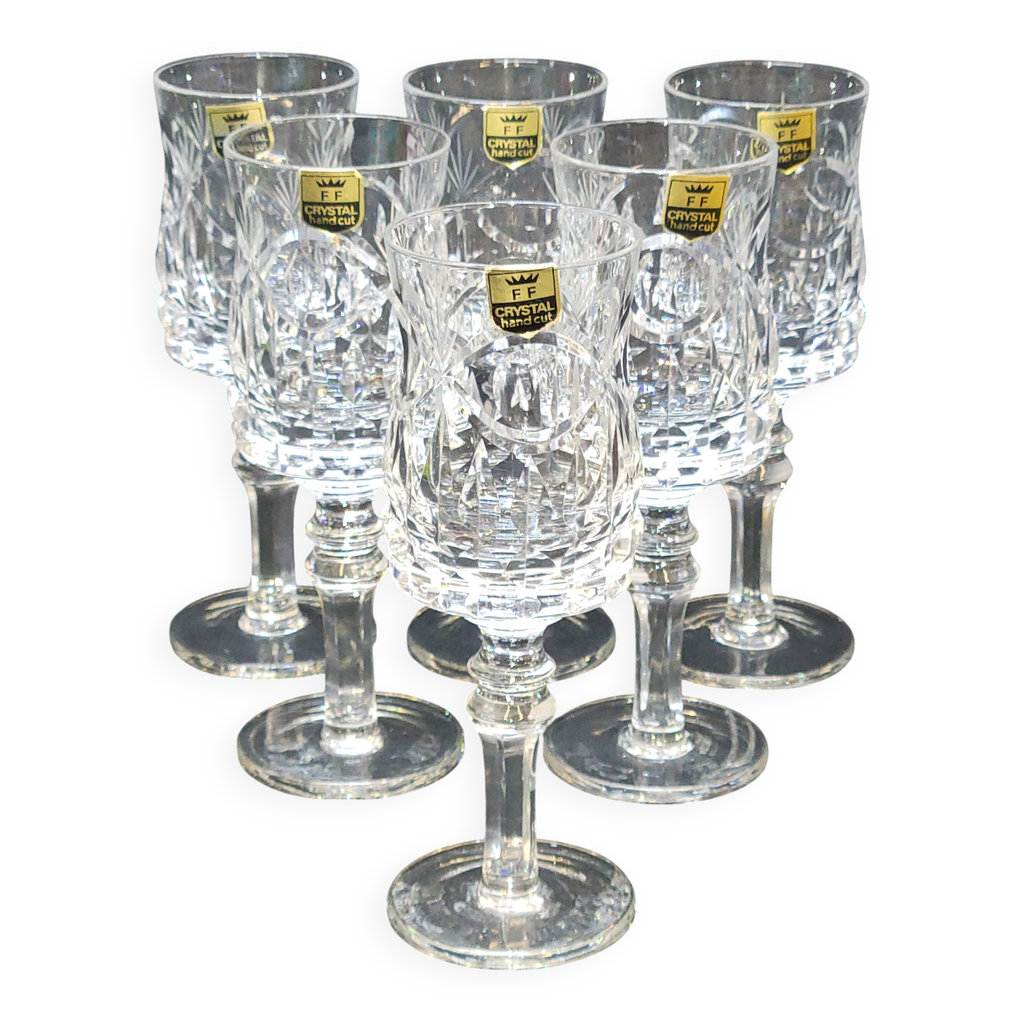 6 thick cut crystal wine glasses ff crystal hand