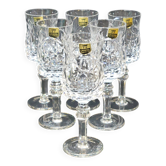 6 verres à pied a vin en cristal épais taillé ff crystal hand