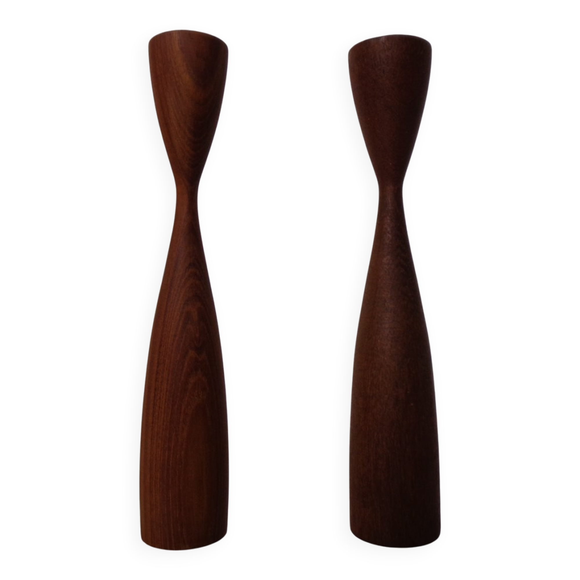 Danish Filigree Teak Candleholders, 1960s, Set of 2