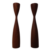 Danish Filigree Teak Candleholders, 1960s, Set of 2