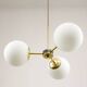 Mid-Century Modern Italian Chandelier in Brass and Opaline Glass, 1960s