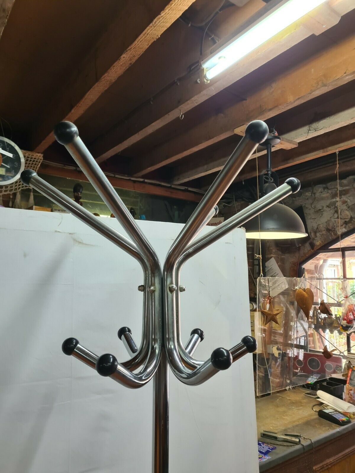 vintage parrot coat rack in chrome iron