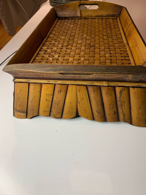 Plateau a thé vintage en bambou