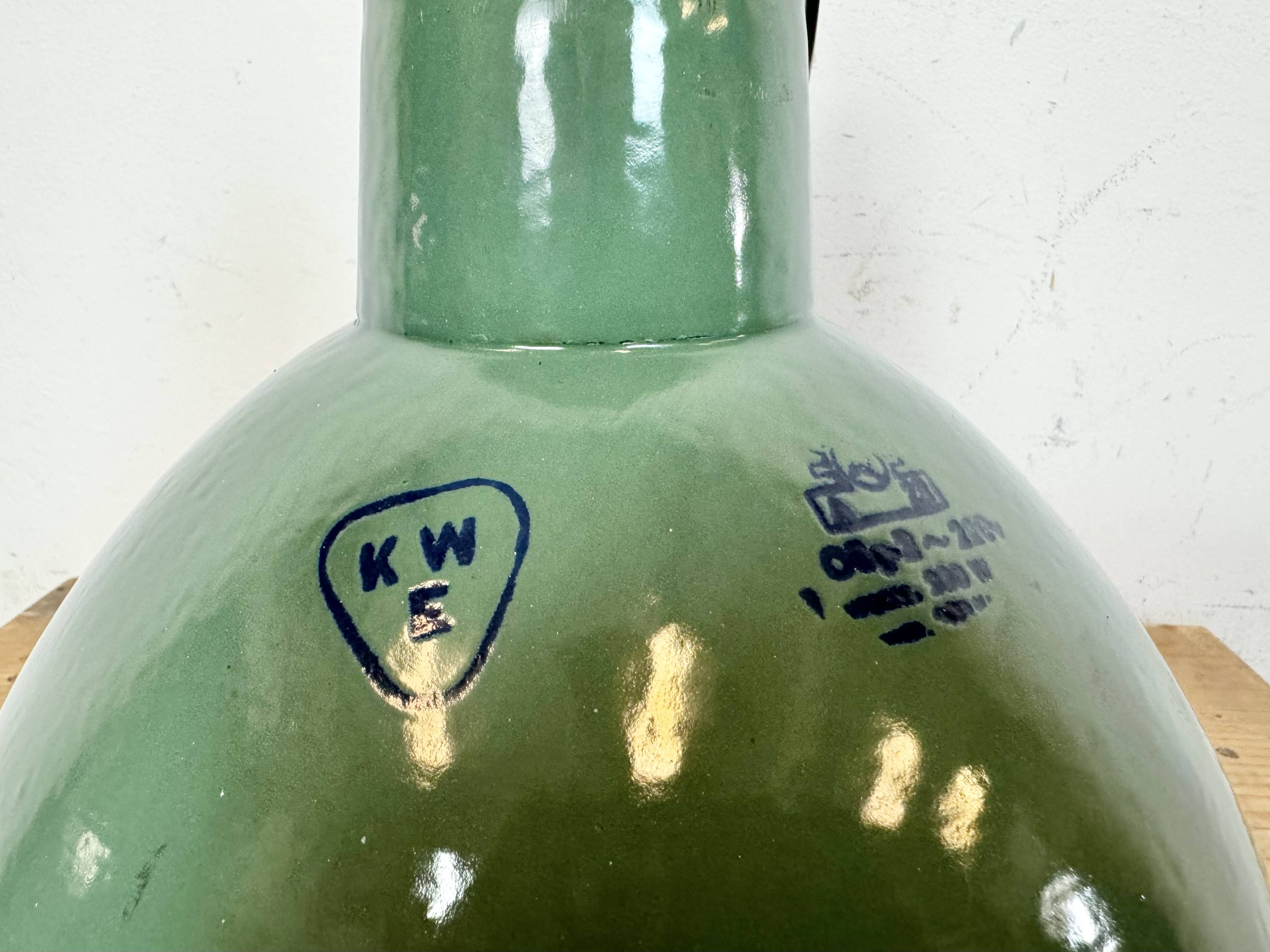 Industrial Green Enamel Factory Pendant Lamp, 1960s