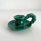Vintage green ceramic candle holder with twisted handle