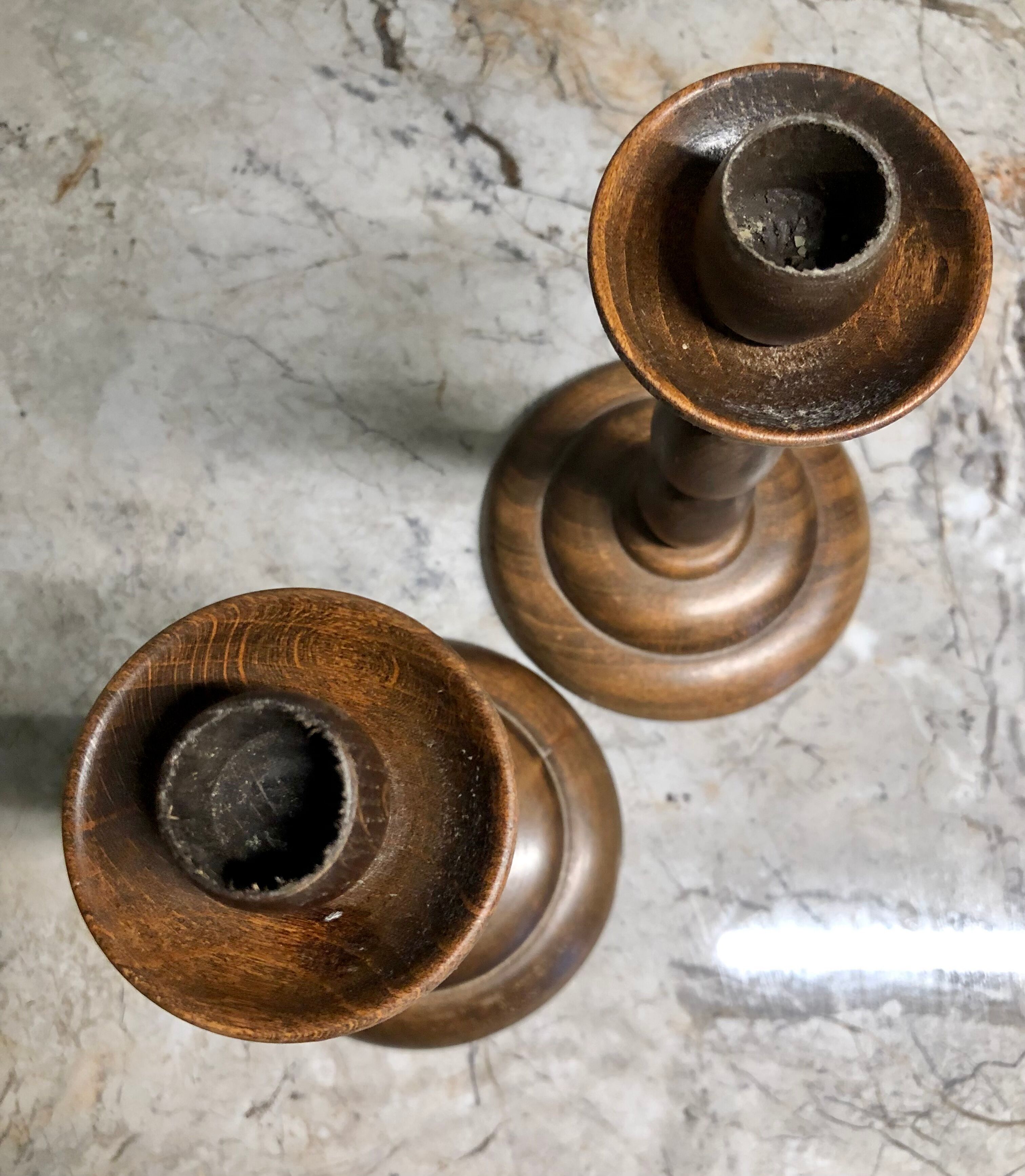 Vintage wood candle holders