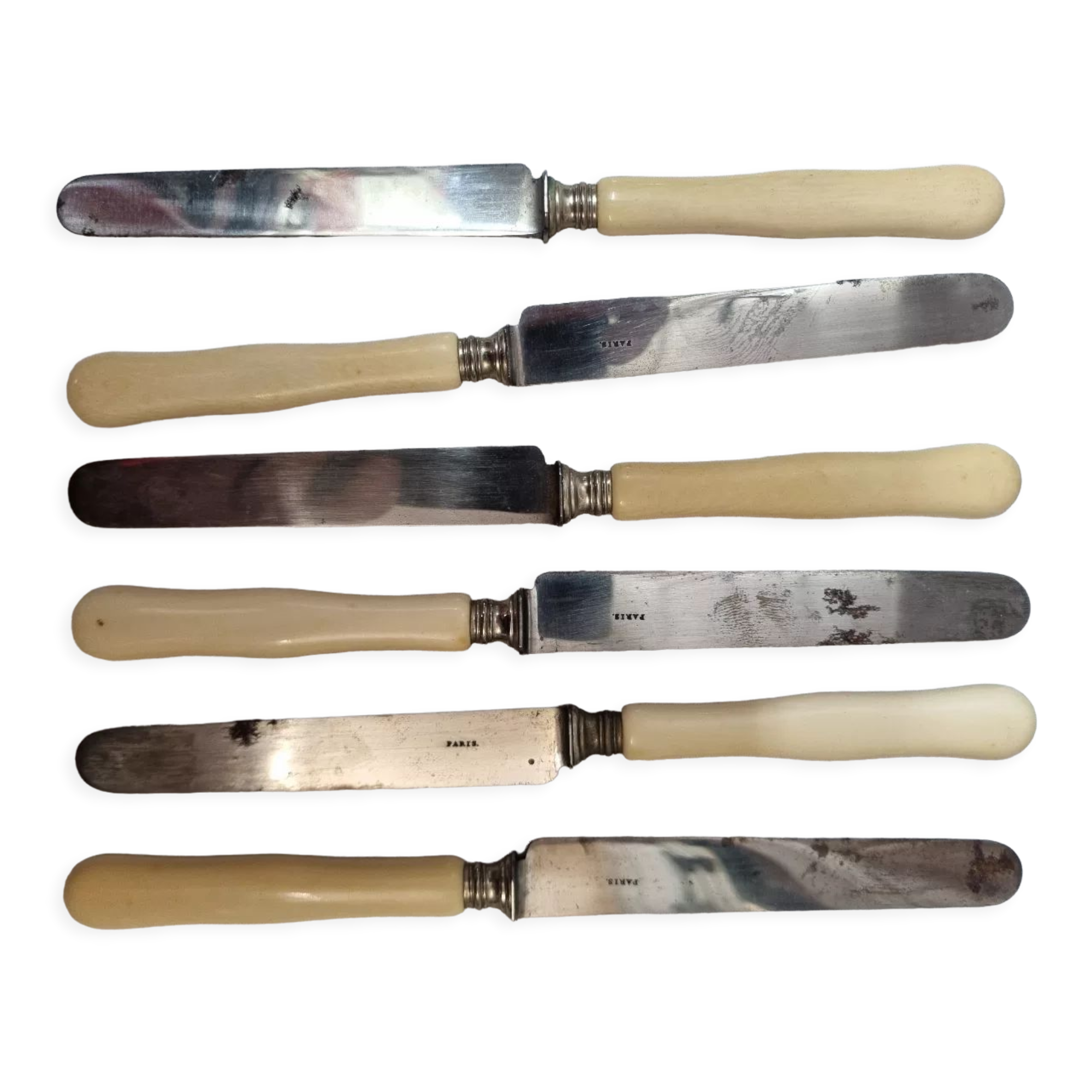 Old ivory handle cheese knives, nineteenth