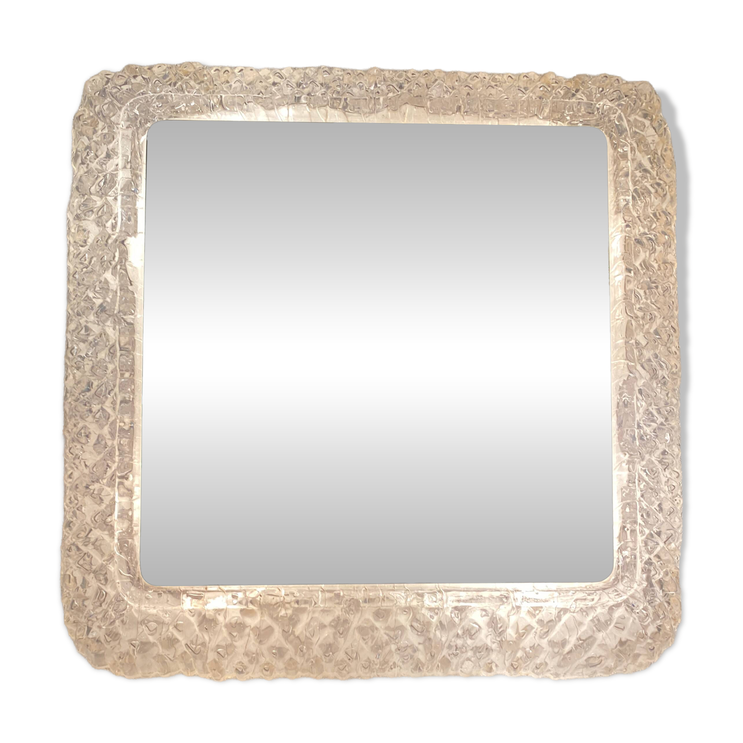Ice mirror by Egon Hilleband square with light 1970s