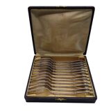 12 silver plated cake forks with case