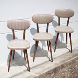 Set of 3 Baumann chairs model 732g2, bistro chair, wooden chair and vinyl fabric, kitchen, retro