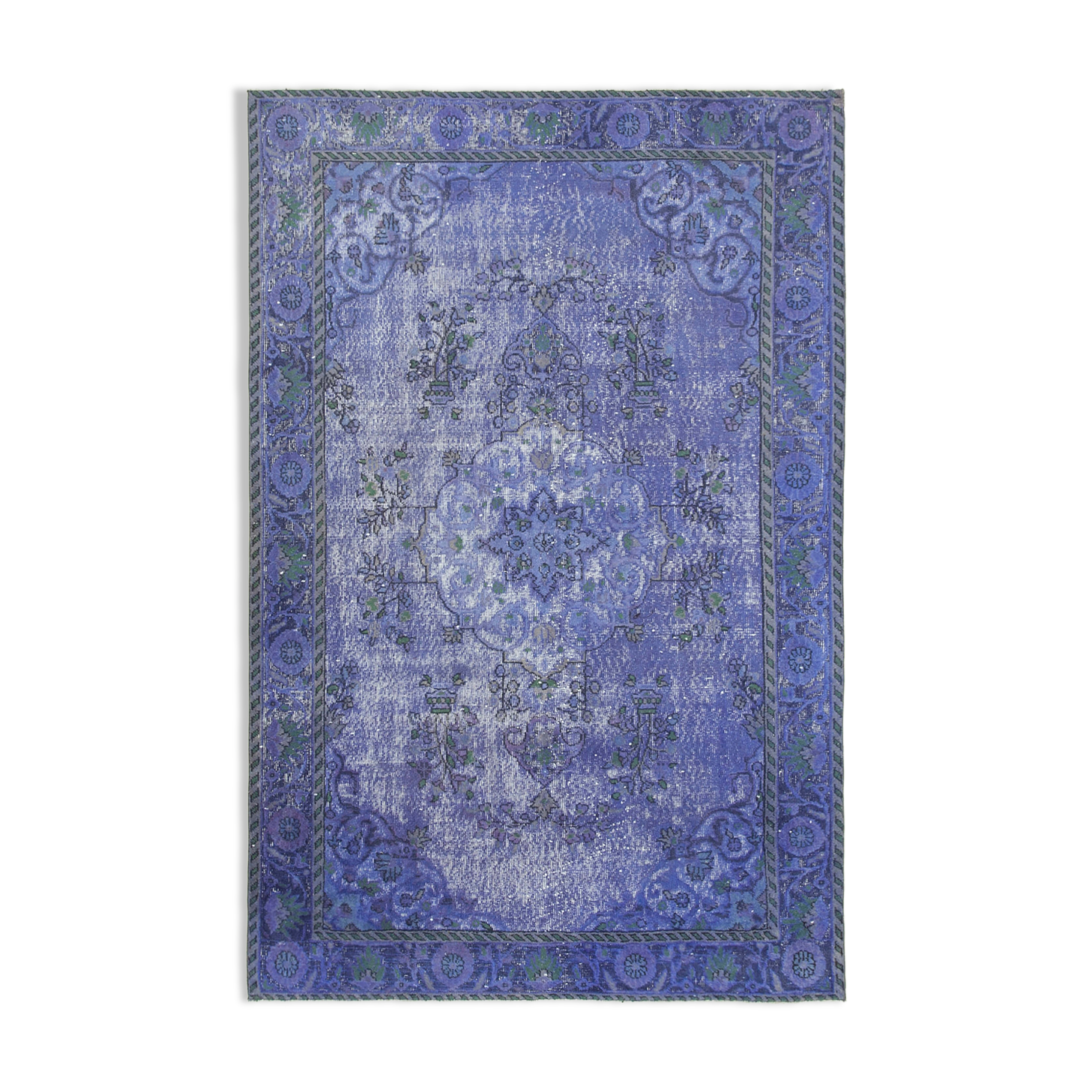 Hand-knotted bohemian turkish 1970s 180 cm x 274 cm purple rug