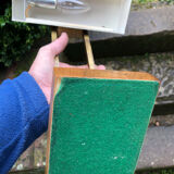 Bauhaus desk lamp gilded brass and teak