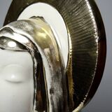 Bust of the Virgin with halo, glazed ceramic, vintage/antique craftsmanship