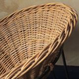 Pair of mid century bamboo and iron pod chairs, 1960s