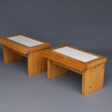 Tables de chevet en pin vintage, ensemble de 2