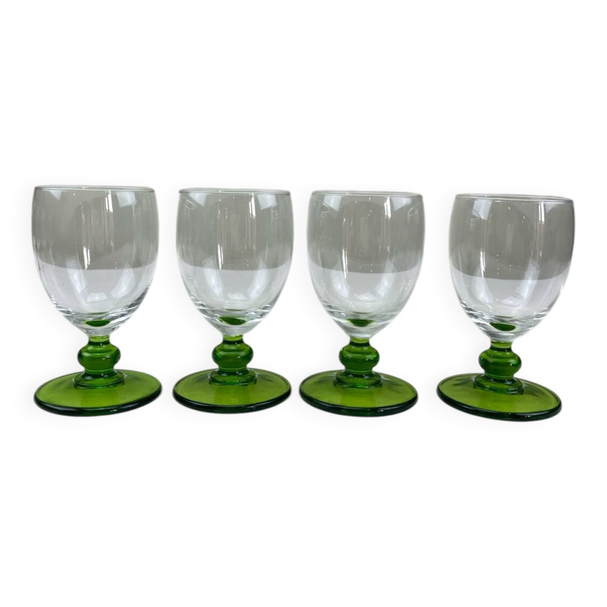 4 vintage green glasses