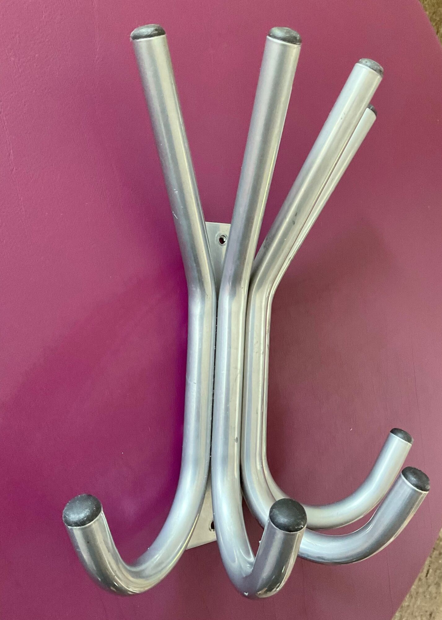 Vintage 70s coat rack in chrome metal