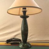 Ancient lamp column marble green veine noir - vintage beige lamp