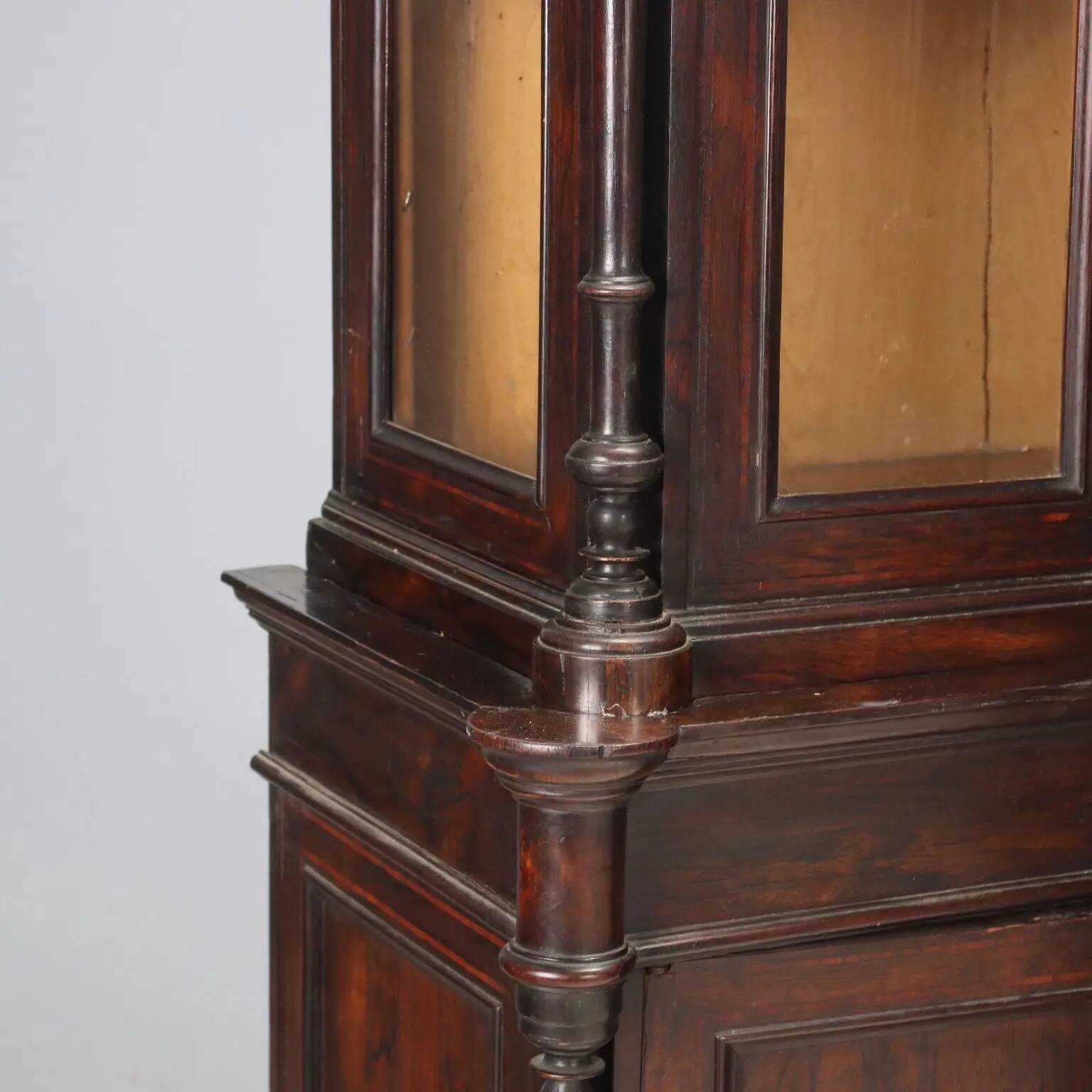 Antique rosewood library, neoclassical decorations, 19th century