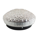 Structured glass round ceiling lamp vintage 60s-70s