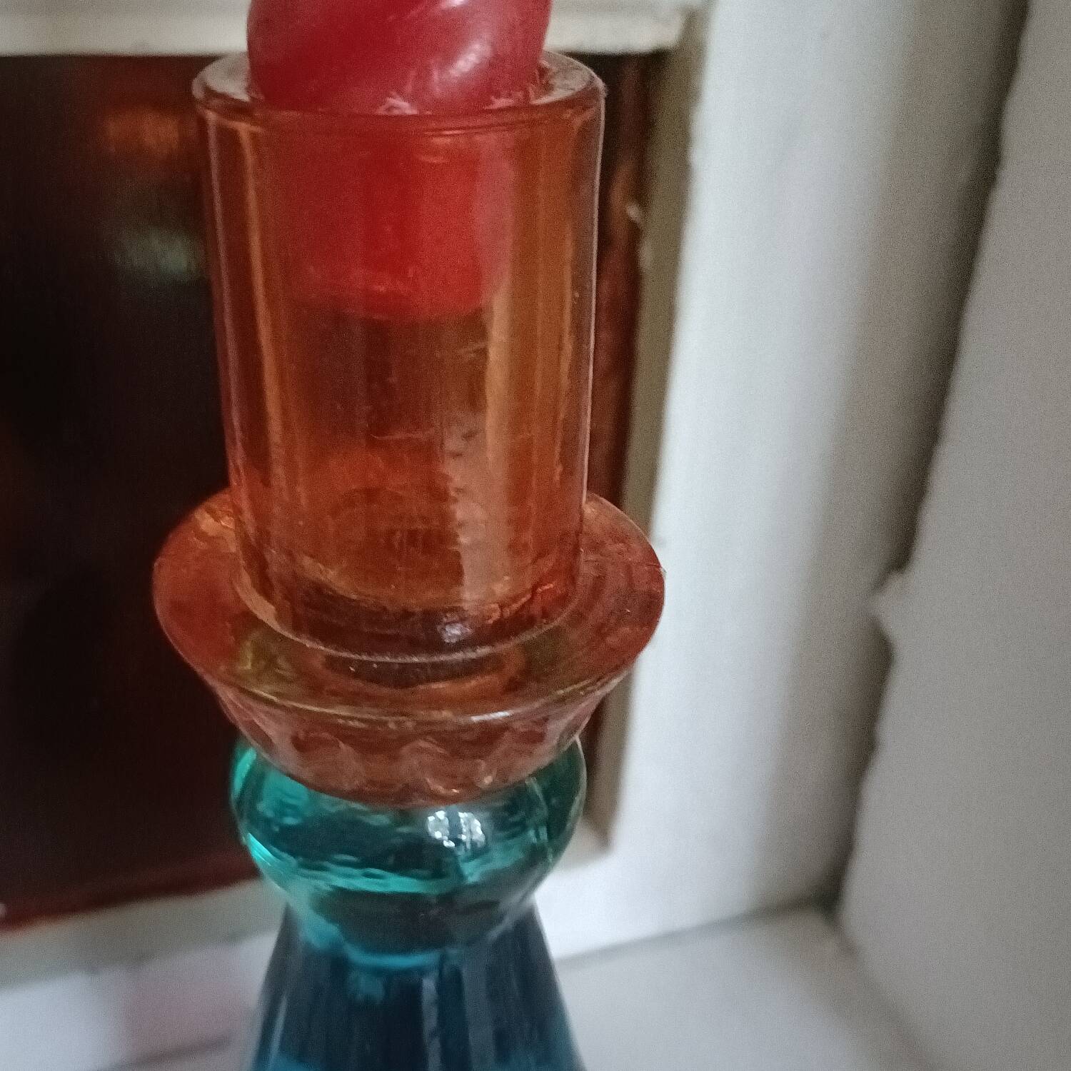 Multicoloured glass candlestick