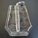 Textured glass button vase in mid-century brutalist style.