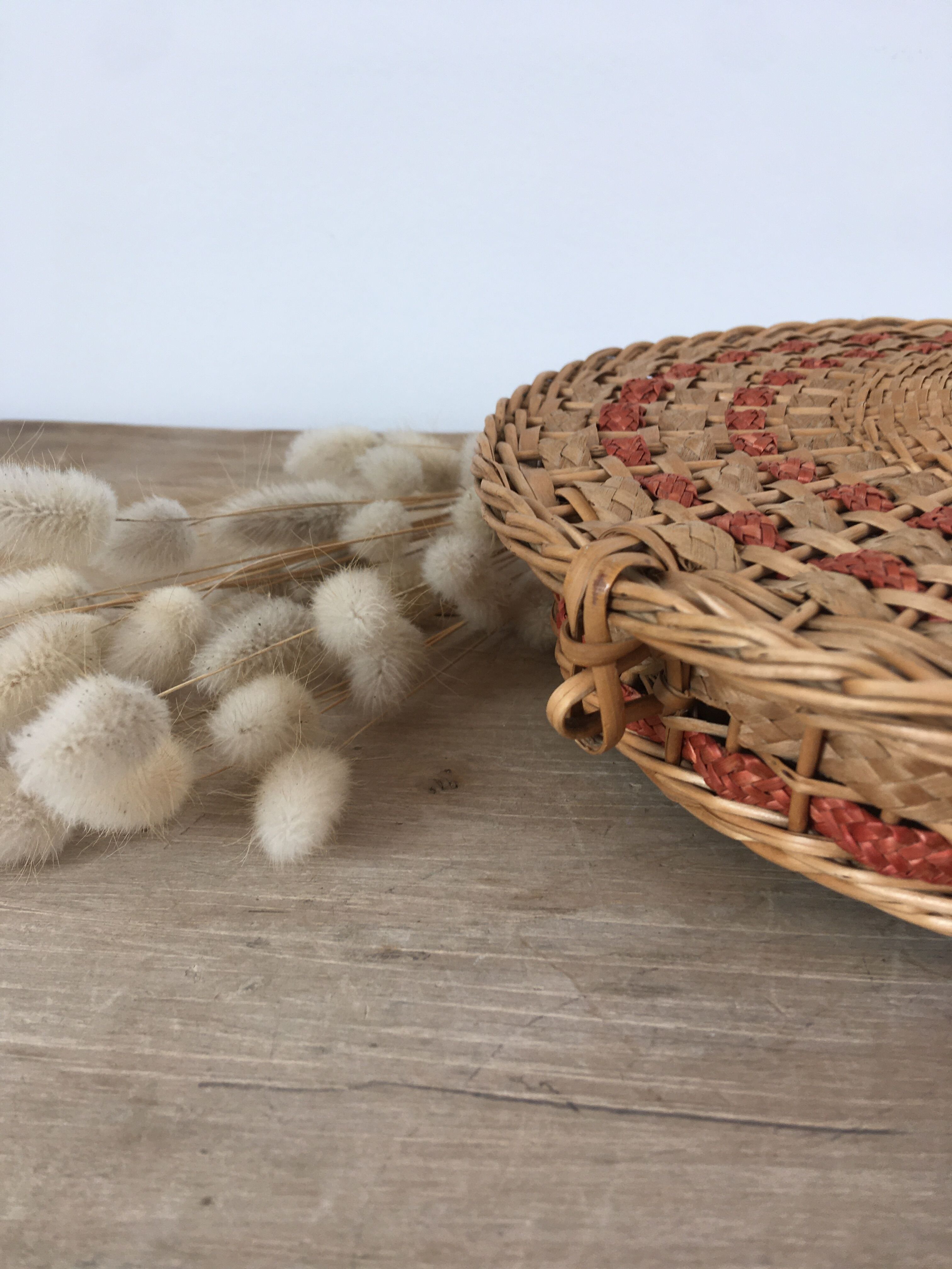 Braided wicker sewing box