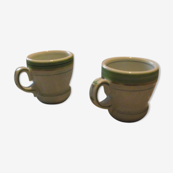 2 porcelain bistro coffee cups 19th called Brulou.
