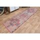 Pink Red Vintage Oushak Wool Turkish Runner Rug 83x305