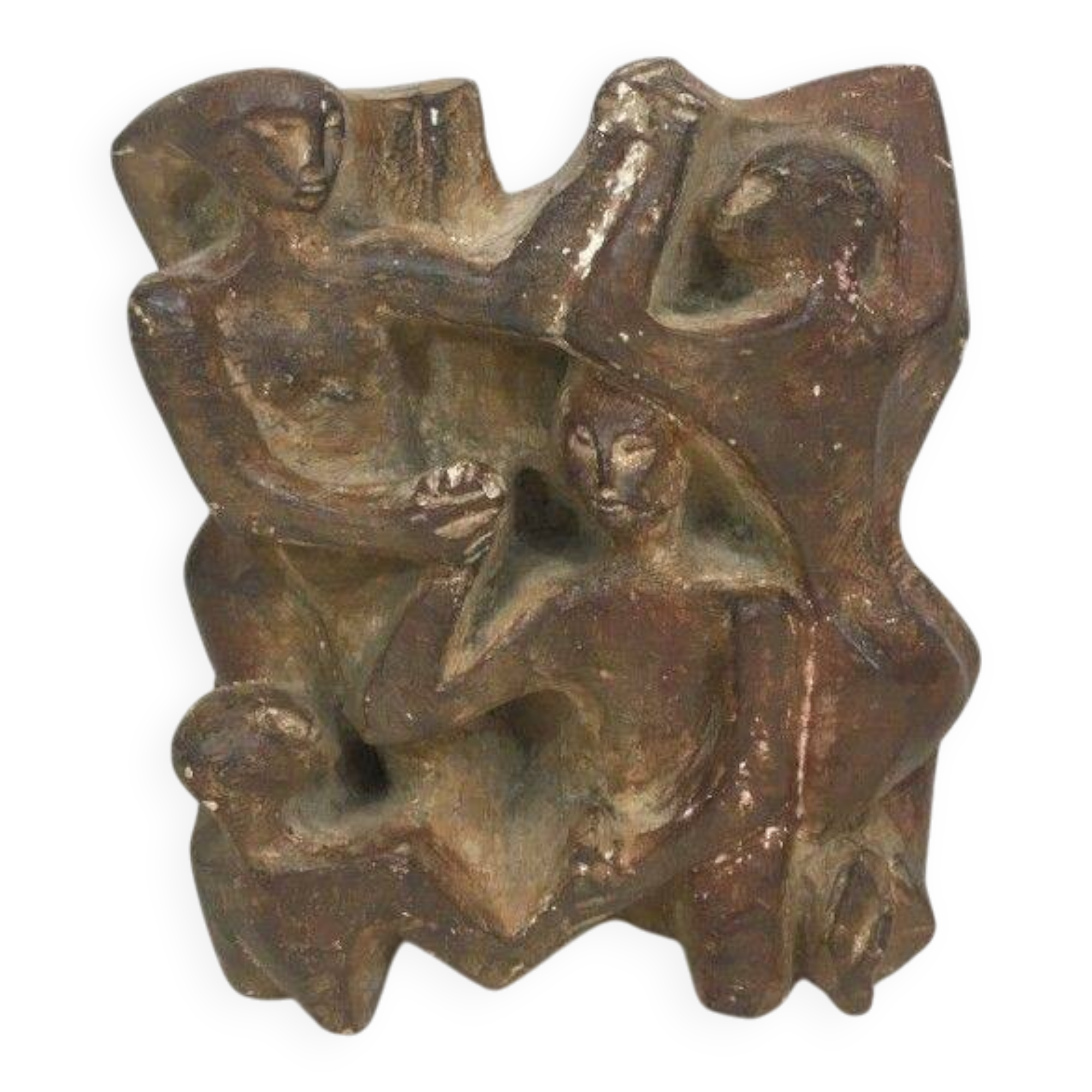 Plaster sculpture depicting a group of 3 figures