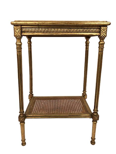 Louis XVI style pedestal table in gilded wood and marble top