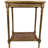 Louis XVI style pedestal table in gilded wood and marble top