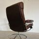 Vintage brown leather reclining lounge chair Ekornes Stressless & stool, 1960s
