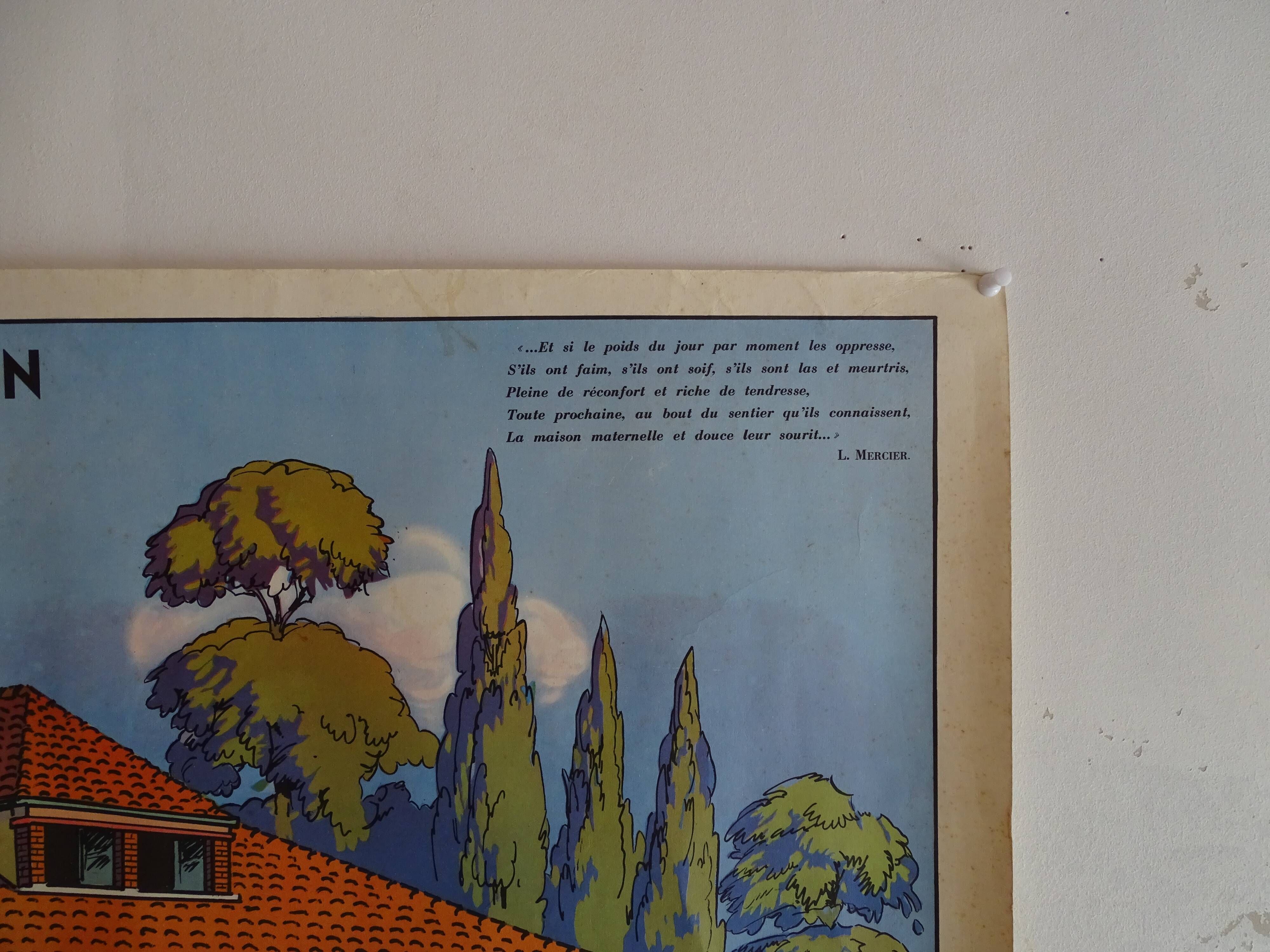 School poster on both sides of pedagogy the frame, the vintage MDI house