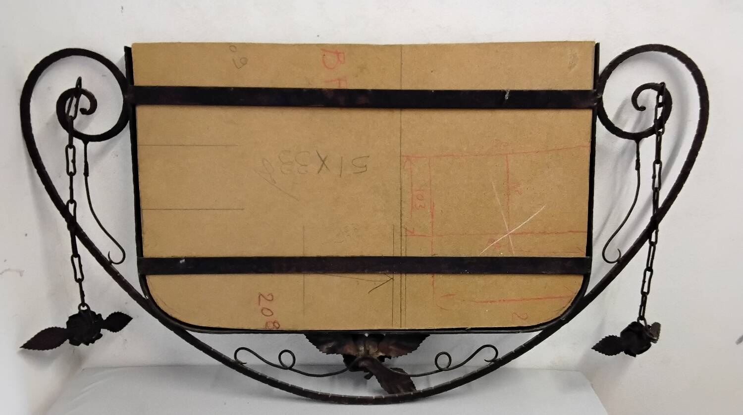 Art deco wrought iron wall mirror