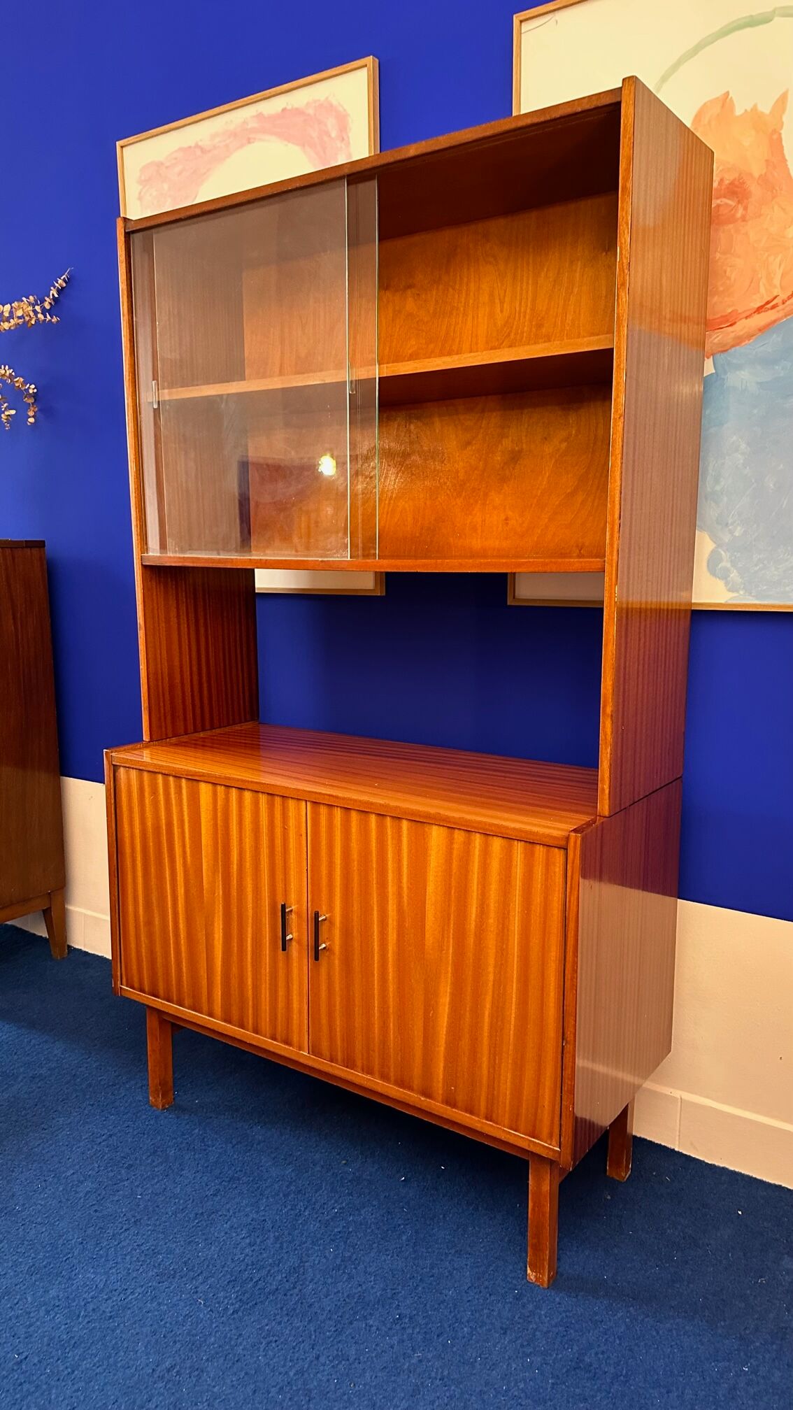 Storage cabinet with showcase of the 60s pedestal shelf