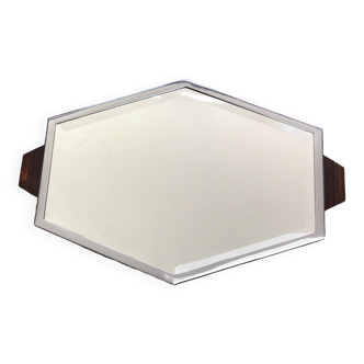 Metal and wood mirror tray art deco