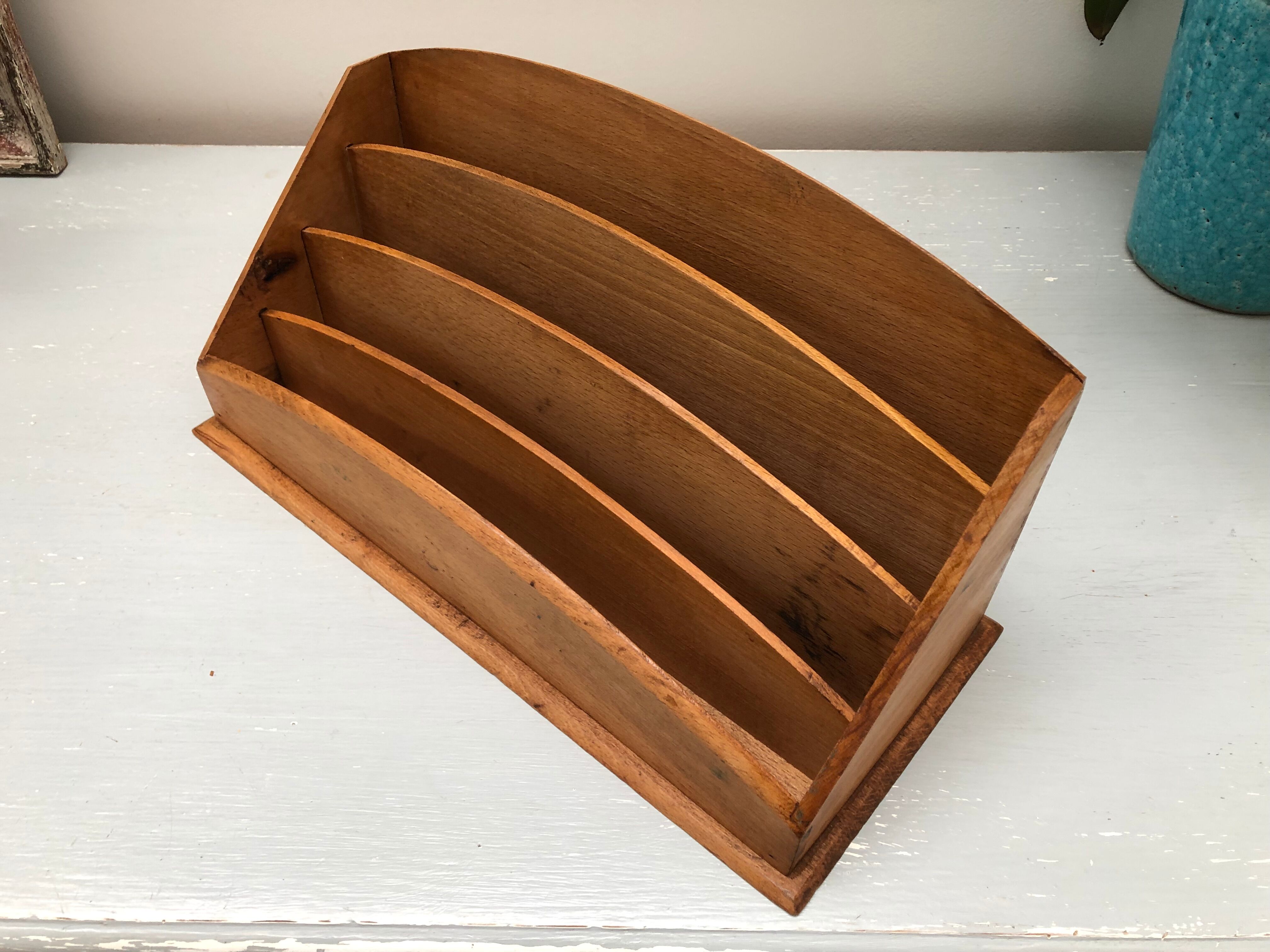 Old office sorter mail rack vintage wooden letter holder