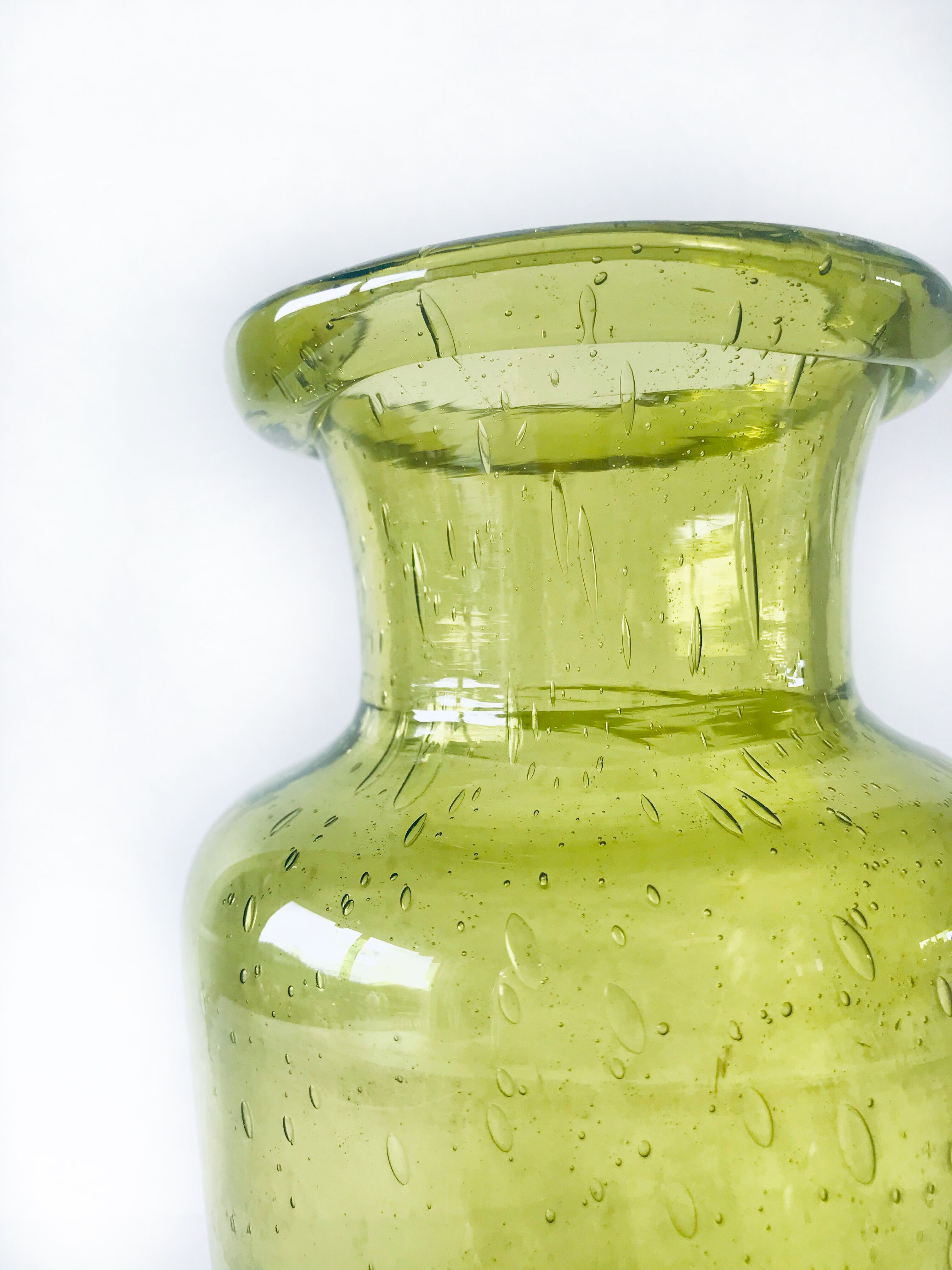 Blown and bubbled glass vase