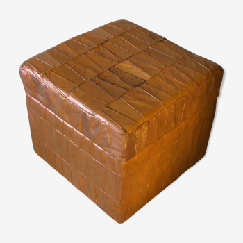 Square leather patchwork de Sede box pouf 1970